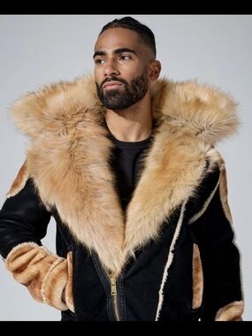El Jefe Shearling Moto Jacket (Black Coffee)